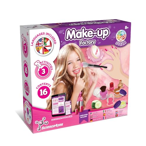 Science4you Set de Maquillaje para Niñas - Juego con Kit de Maquillaje Infantil para Hacer Pintalabios, Sombras de Ojos, Colorete y mucho más, Lavable y Seguro, Regalo, Juguete para Niñas 8+ años