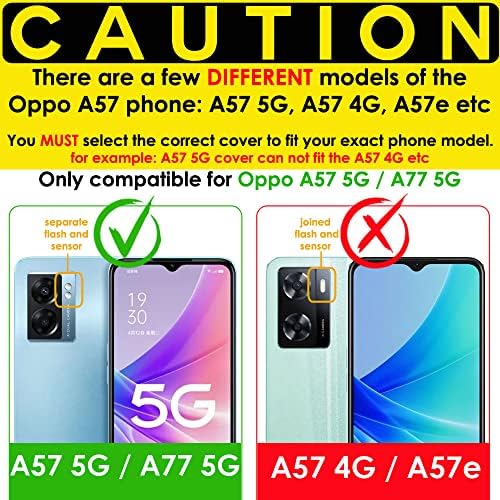 TECHGEAR Leather Wallet Case for Oppo A57 5G / A77 5G, Flip Protective Case Cover with Wallet Card Holder, Stand & Wrist Strap - Blue PU Leather with Magnetic Closure