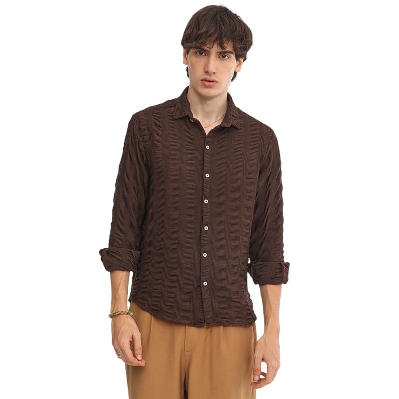 Image of CAHOOT Men's Tartan Plaid Shirt for Casual Wear | Spread Collar | Long Sleeve | Button Closure | Shirt Crafted with Comfort Fit for Everyday Wear