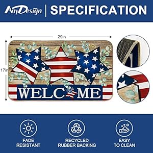 AnyDesign Patriotic Welcome Doormat American Flag Stars Stripes Felt Front Door Mat Rustic 4th of July Door Mat for Independence Day Memorial Day Home Office Indoor Kitchen Decoration, 17 x 29 Inch AnyDesign Patriotic Welcome Doormat American Flag Stars Stripes Felt Front Door Mat Rustic 4th of July Door Mat for Independence Day Memorial Day Home Office Indoor Kitchen Decoration 17 x 29 Inch