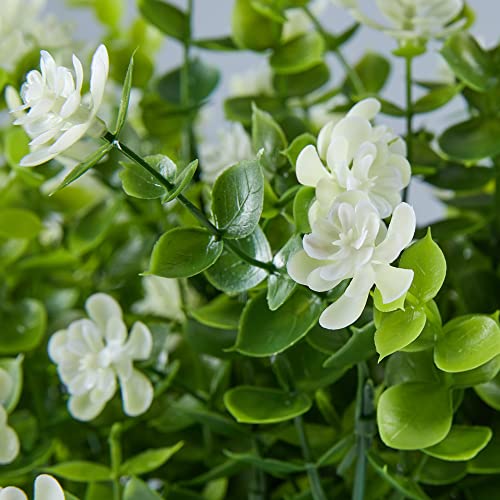 Haplia 8 Bundles Artificial Flowers, Fake Artificial Greenery Uv Resistant No Fade Faux Plastic Plants For Wedding Bridle Bouquet Indoor Outdoor Home Garden Kitchen Office Table Vase(Offwhite) #TOP1