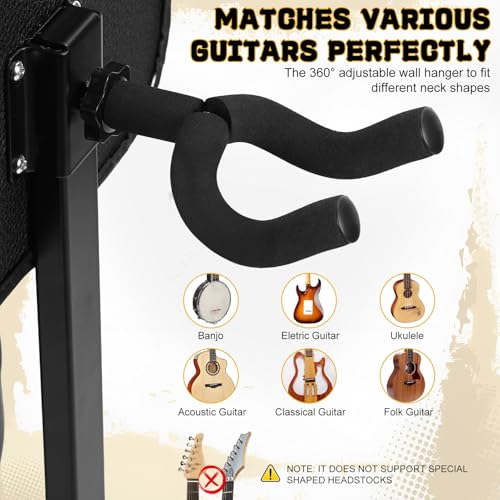 Image of Guitar Stool with Backrest, Foldable Musician Chair with Integrated Footrest&Guitar Hook, Heavy-Duty Steel Frame, Padded Leather Seat for Home /Studio /Gigs, Fits Acoustic /Electric /Bass Guitar