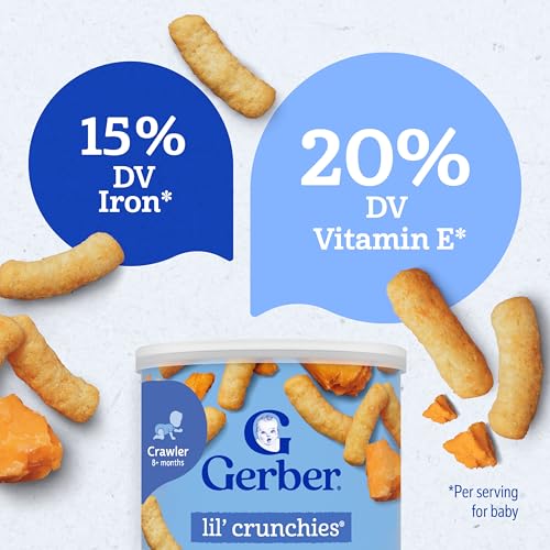 gerber stage 3 baby food snacks mild cheddar lil39 crunchies snacks for babies baby led feeding 6-pack