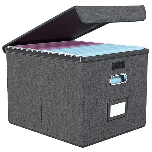 Reviews de Organizadores de documentos - solo los mejores. 47 Caja Organizadora De Archivos Portátil Con Tapa, Caja Archivadora Para Carpetas y Archivadores Para El Hogar y La Oficina (Gris Oscuro)
