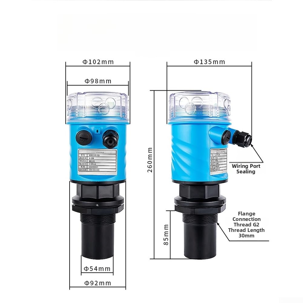 Sensor de nivel de agua industrial 4-20mA DC24V transmisor para tanque de aguas residuales y monitoreo de depósitos 0-5m Rango (0-1 metros)