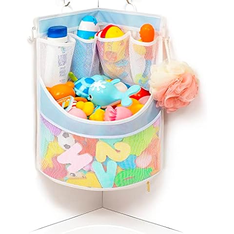 PVC Material Bathtub Toy Holder Prevent Long Spots Bath Toy Storage Bath Toys for Kids Ages 4-8 17“x13”Mesh Bath Toy Holder let Baby Bath Toys Quick Drying Cover