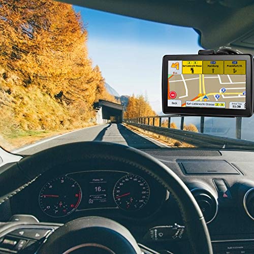 GPS Navigation System, 7 inch Bluetooth 8GB 256MB Car Truck Lorry Satellite Navigator Device with Post Code POI Search Speed Camera Alerts, with UK&EU 2019 Maps Lifetime Free Update (5inch)