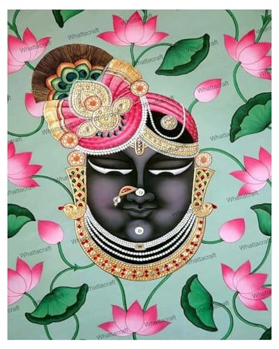 Image of Whattacraft! DIY Acrylic Paint by Number Kit for Adults Kids Beginner Number Painting Kit DIY Canvas Painting by Number Wall Decoration DIY Painting Kit for Adults | Krishna Color By Numbers (WAC-37)