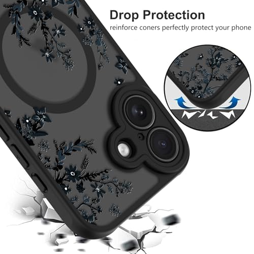 Image of KANGHAR Case for iPhone 17 Florals Pattern | [Compatible with Magsafe] Cute Flower Branch Protective Magnetic Case for Girls Women Men