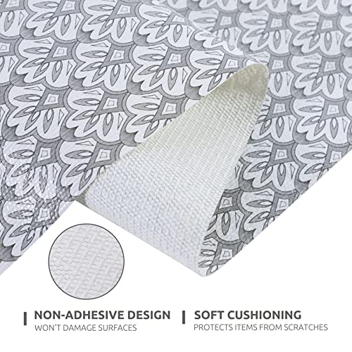 Modmate Shelf Liner,Grip Kitchen Drawer Liners, 18 Inch X 8 Ft Design Cabinet Liners For Shelves, Easy To Install Non Adhesive Bathroom Drawer Liner, Non Slip Refrigerator Liners (Grey Floral) #TOP5