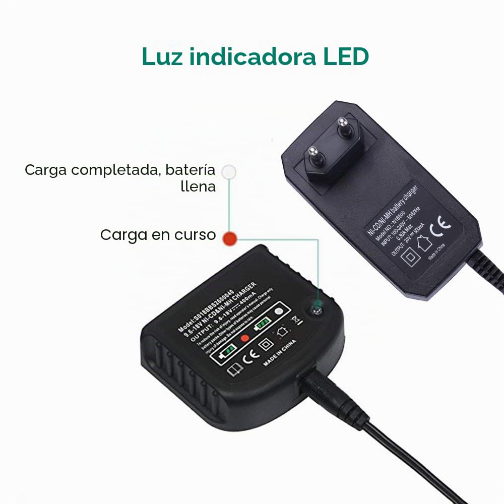 Cargador de batería Ni-MH/Ni-CD para Black & Decker Drill 9.6V 12V 14.4V 18V Ni-MH/Ni-CD Batteries Drill A12 A14 A18 HPB18 HPB18-OPE FSB18 HPB14 FSB14 HPB12 FS12B HPB96 FSB96 (Kind 1)