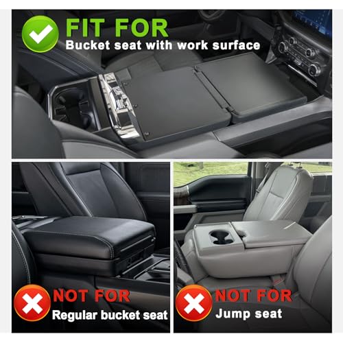 Muslogy Center Console Armrest Cover Fit for Ford F-150 F150 2021-2025 2026 Accessories, Comfort Armrest Pad Console Lid Cushion Vegan Leather 1-Inch Extra Thick(WorkSurface ONLY) by Muslogy - Image 8