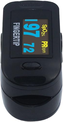 Miniatura 2 de Concord Oxímetro de pulso OLED de lujo con pantalla reversible de 6 vías, monitor de saturación de oxígeno en sangre con funda de transporte, Negro