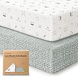 KeaBabies 2-Pack Muslin Crib Sheets for Boys, Girls - 100% Organic Cotton Fitted Baby Crib Mattress Sheet, Soft Breathable Standard Toddler Bed Cover Bedding Set, Neutral, Durable 52x28 (Nordic)