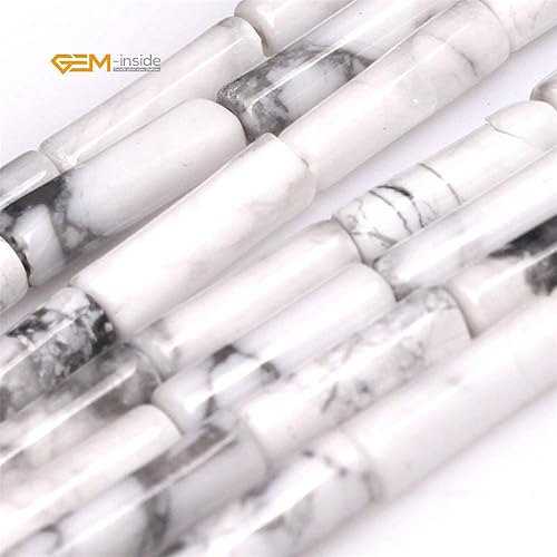 Miniatura 3 de GEM-Inside - Cuentas de piedra de howlita natural de 0.157 x 0.512 in para fabricación de joyas, hilo de 15 pulgadas