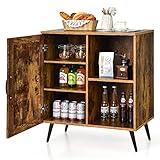 Giantex Armario Industrial, Aparador de Mediados de Siglo con Puertas y Estantes Abiertos Ajustables, Apto para Salón Cocina Oficina