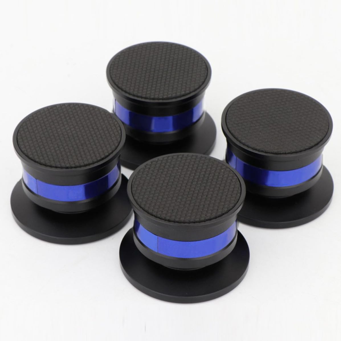 Pies de Aislamiento para Altavoz, 4 Piezas, Aleación de Aluminio | Goma Antideslizante, Soporte de 100kg por Juego, Acabado Negro Hrc50-55