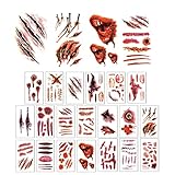 JKDHJK 20 Stück Halloween Schminke Tattoo Kinder Fake Tattoos Temporäre Tattoos Für Männer Und Frauen, Arm, Schulter, Halloween Partyzubehör
