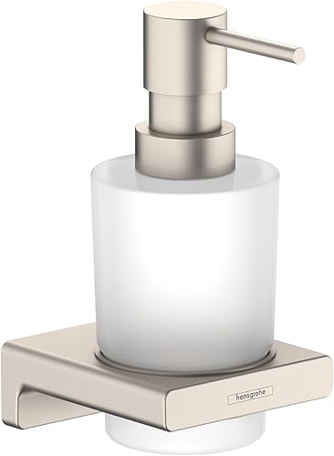 Hansgrohe AddStoris 41745820 - Dispensador de jabón líquido moderno para baño y cocina en níquel cepillado