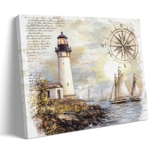 Toile phare vintage DEBAOKA grand format pour grand mur