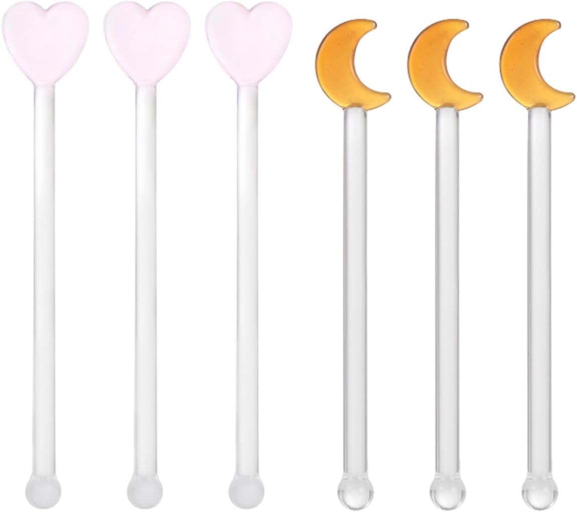 6pcs Glass Swizzle Sticks for Cocktails, Delicate Mixing Rods