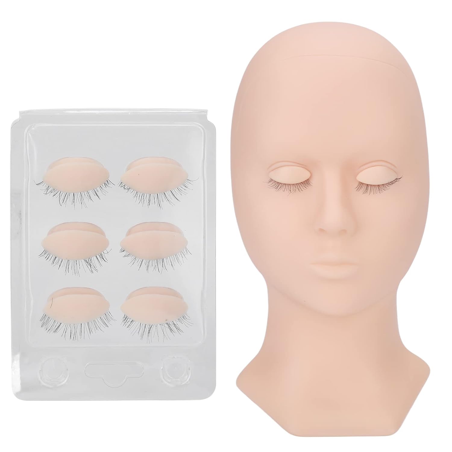Eyelash Mannequin Head,Eyelash Extension Mannequin Head with 3 Pairs Removable Eyelids, Mannequin Head Eyelash Extension Supplies, for Practice(rose), lashes mannequin head eyelash extension kit