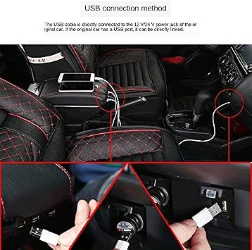 For Skoda Fabia 2008-2014 Central Content Store Box Armrest Box Dual Layer Riseable PU Leather U-SB(Red-Black)