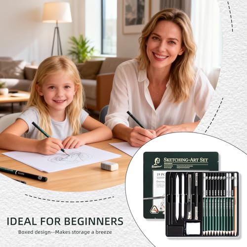 Miniatura 7 de Set De Dibujo En Carboncillo De19,Lapices De Dibujo Artístico,Incluye Lapices Grafito, Carboncillos, Herramientas De Dibujo Etc, Para Artista Principiante Estudiante Niños Y Adultos