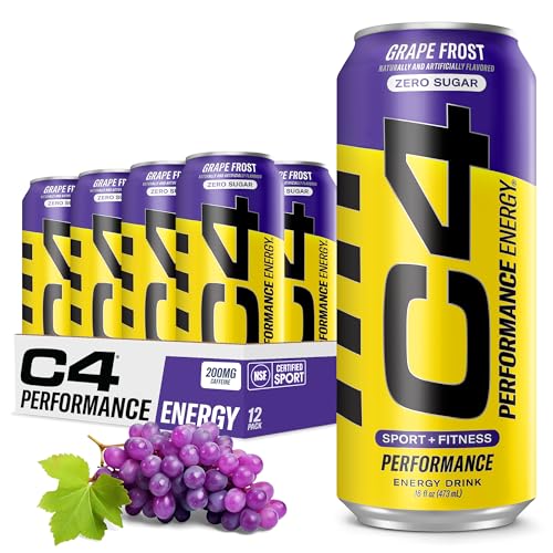 Vitamínicos, Cellucor C4 Original Carbonated Zero Sugar Energy Drink, Pre Workout Drink + Beta Alanine, Purple Frost, 16 Fluid Ounce Cans (Pack of 12)
