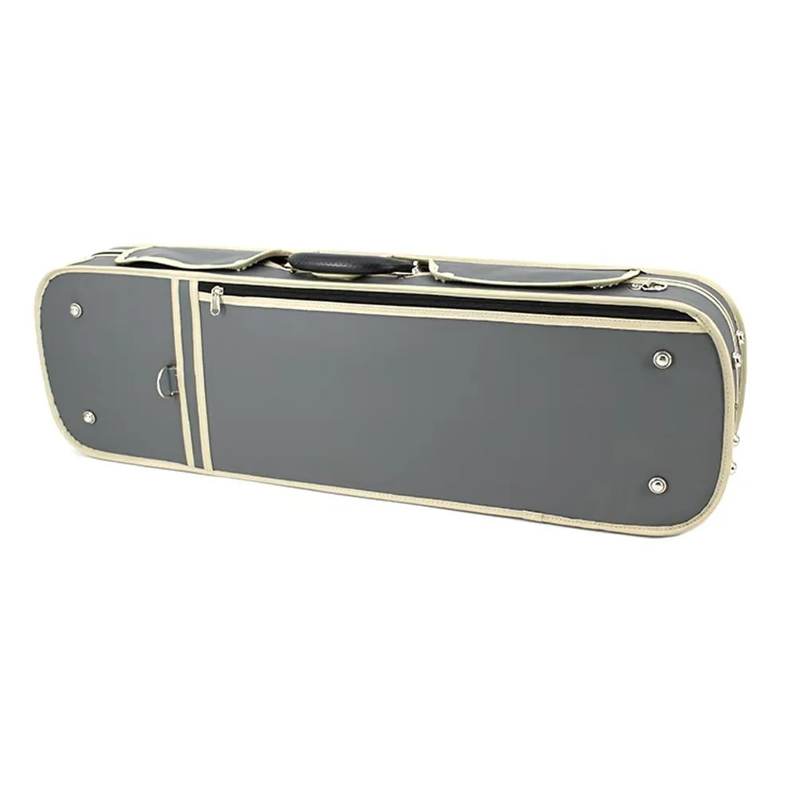 Estuche para violín Estuche rectangular de alta gama for violín con termómetro incorporado, tamaño 4/4, piel sintética gris y correa verde(Size 1-4)