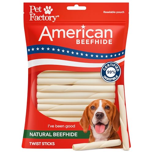 Pet Factory American Beefhide 5" Twist Sticks Dog Chew Treats - Natural Flavor, 1 lb