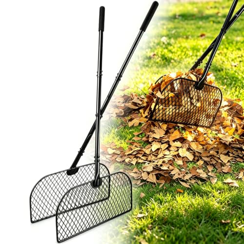 AugFir Leaf Grabber Rake, Long Handle Metal Leaf Picker Uppe