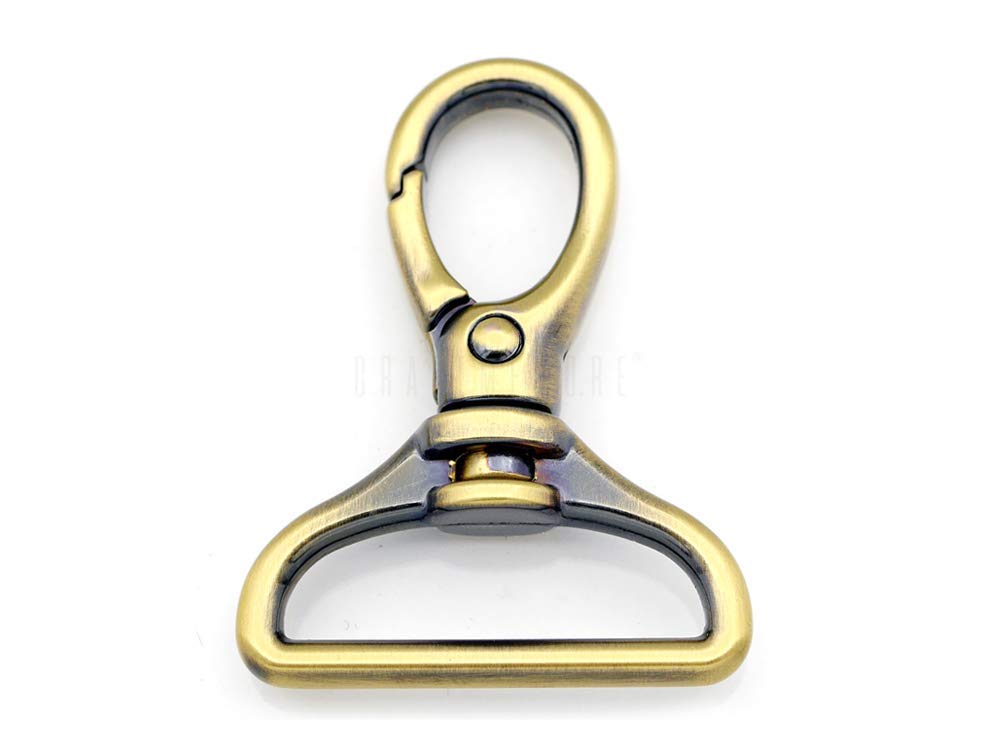 CRAFTMEMORE SC09 Ganci A Scatto Ovali In Metallo Con Moschettone Girevole, 1/2 Pollice, Ottone Spazzolato, Confezione Da 2, Per Borse E Accessori Fai Da Te