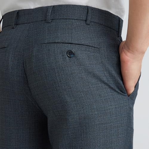 Image of Raymond Men's Slim Fit Mid Rise Solid Pattern Poly Viscose Blend Flat Front Formal Trouser