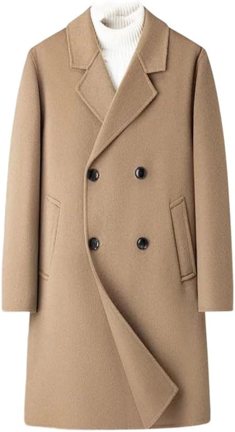 Men's Mid-Length Double-Sided Wool Coat Winter Business Casual Jackets