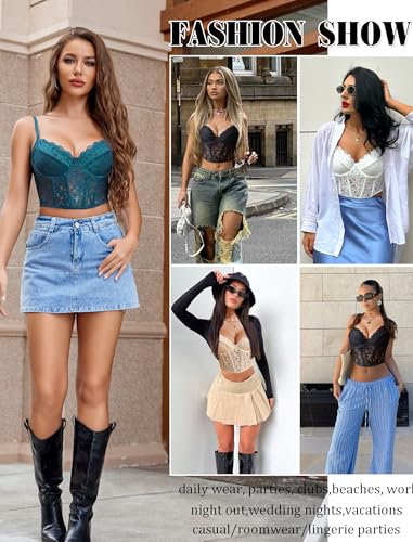 Image of Avidlove Lace Bralette for Women V Neck Bustier Corset Tops with Underwired Racerback Adjustable Strap Crop Top