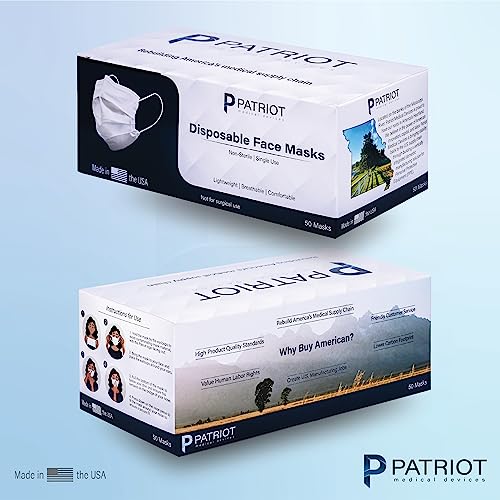 Patriot Medical Devices Disposable Face Mask | Made In The Usa Soft, Hypoallergenic thumb #2