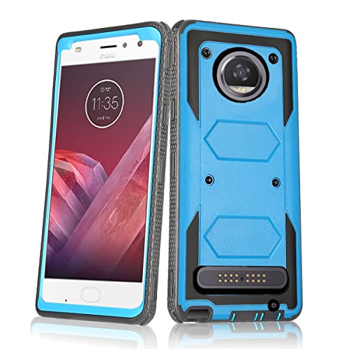 Asuwish Phone Case for Moto Z2 Play/Force Cover Hybrid Shockproof Drop Proof Full Body Protective Heavy Duty Cell Accessories Motorola MotoZ2Play MotoZ2Force Droid Z2Force 2Z Z2play Women Men Blue