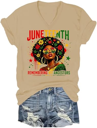 derklae Juneteenth Shirts Women, Remembering My Ancestors T-Shirt Black History Tshirt Juneteenth Graphic Tees