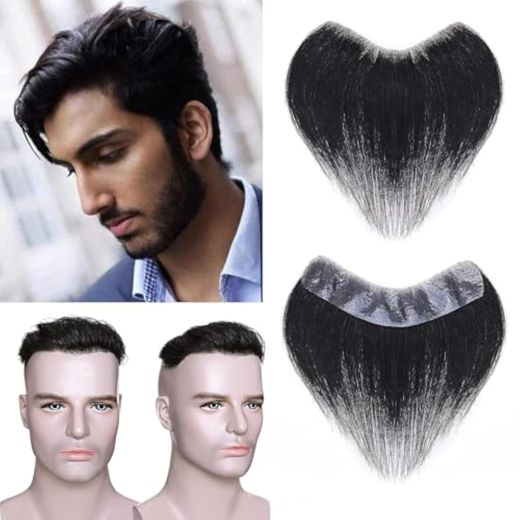 Front Lace PU Base Hair Patch 100% Human Hair Frontal Hairpiece