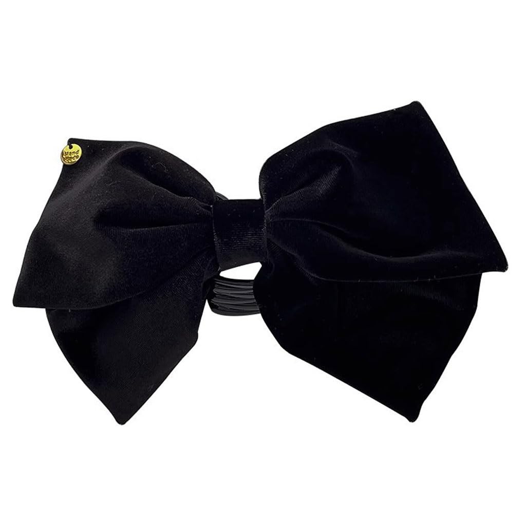 Pince à cheveux requin grand nœud velours noir, couvre-chef rétro pour coiffure haute femme