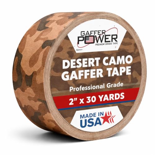 Image of Gaffer Power Desert Tan Camo Gaffer Tape - Professional Grade, Made in USA, Non-Reflective Matte Cloth Tape, Heavy Duty, Easy Tear, Residue-Free - 2 Inch x 25 Yards