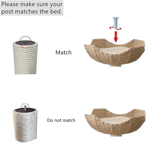 Vista 11 de SHENGOCASE Cat Tower Tree - Accesorios de repuesto para árbol de mesa, cesta de mimbre tejida a mano con cojín suave (1 unidad)