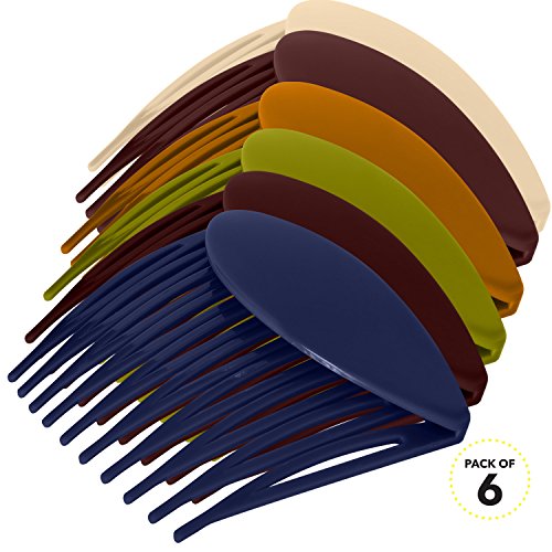 RC ROCHE ORNAMENT 6 Pcs Womens Hair Side Slide Comb Wide Teeth Plastic