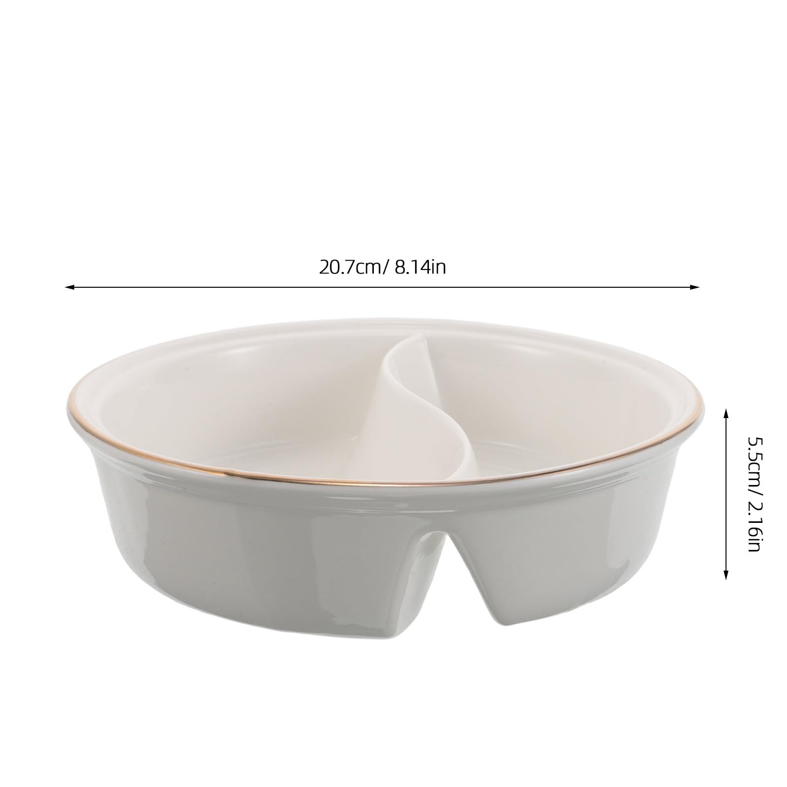 Operitacx Ciotola per Cereali Divisa in Ceramica Bianco 2 Sezioni Antisoggy per Controllo Porzioni per Colazione e Zuppe