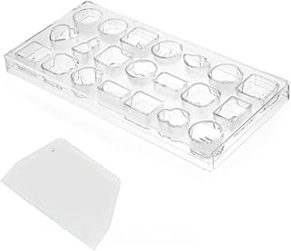 21 Grid Chocolate Candy Mold PC Polycarbonate Chocolate Making Mould with Scraper (Multiple patterns) - Buy now