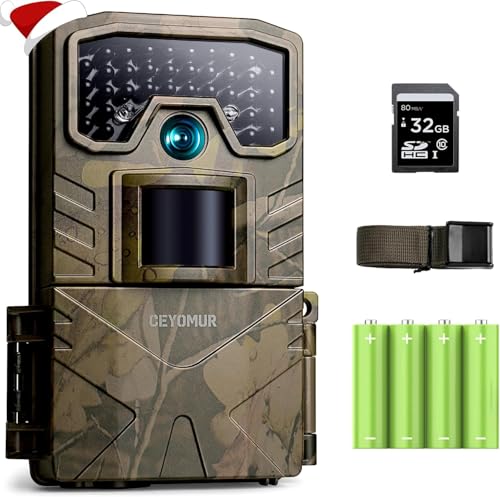 CEYOMUR Fototrappola 48MP 4K 30fps, Fotocamera caccia con IR Visione Notturna, Timer e Design...