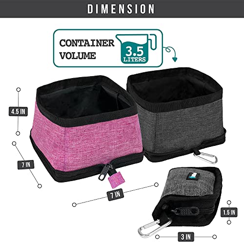 PetAmi Collapsible Dog Bowls 2 Pack, Travel Dog Bowls, Portable Water Bowl for Dog Puppy Cat Pet, Foldable Doggy Food Bowl for Traveling Hiking Camping Walking Outdoor Gear Accessories (Pink) - Image 3