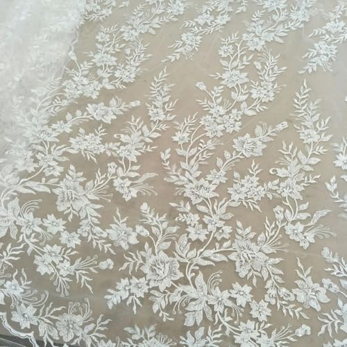 Dentelle à paillettes raffinée de largeur 130 cm pour confection de robe de mariée