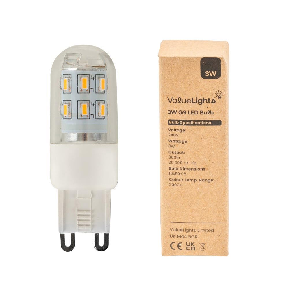 ValueLights G9 LED Bulb 3W Cool White 6500K 300lm - 3 Pack